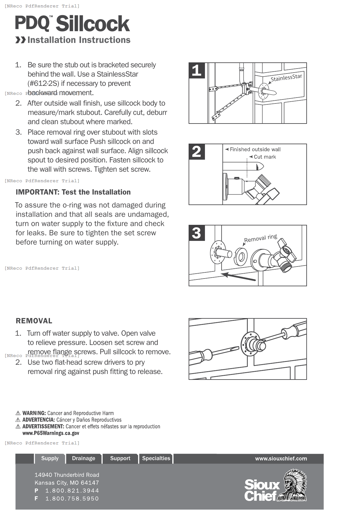 117Q22 - PDQ SILLCOCK - INSTRUCTION SHEET.PDF Technical Document